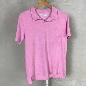 Universal Works Pink Short Sleeve Vacation Polo Terry Shirt S